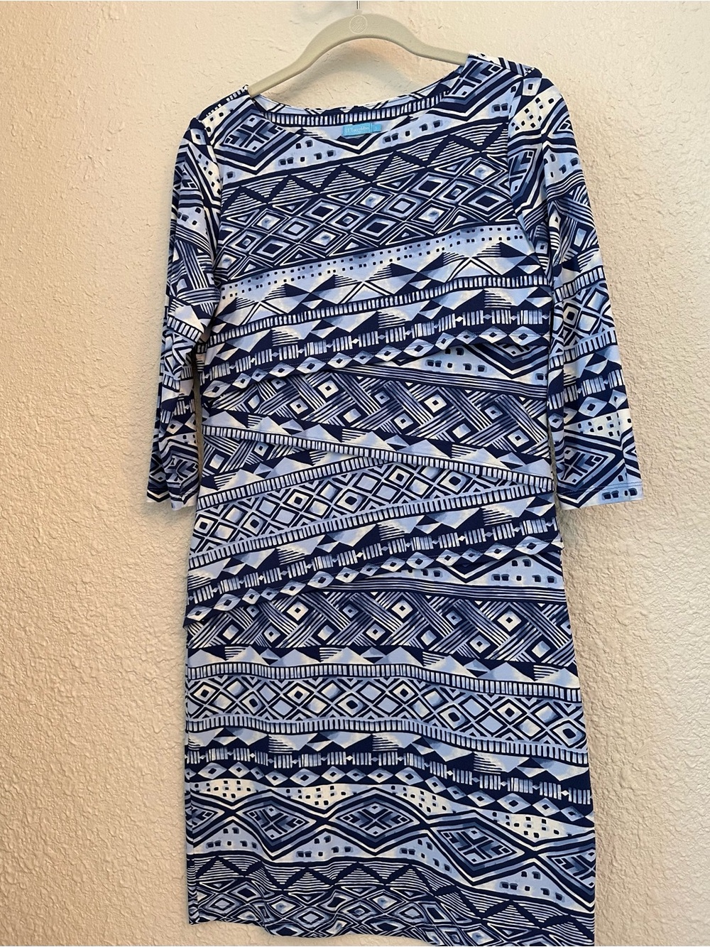 J. McLaughlin Navy & White Geometric Midi Dress